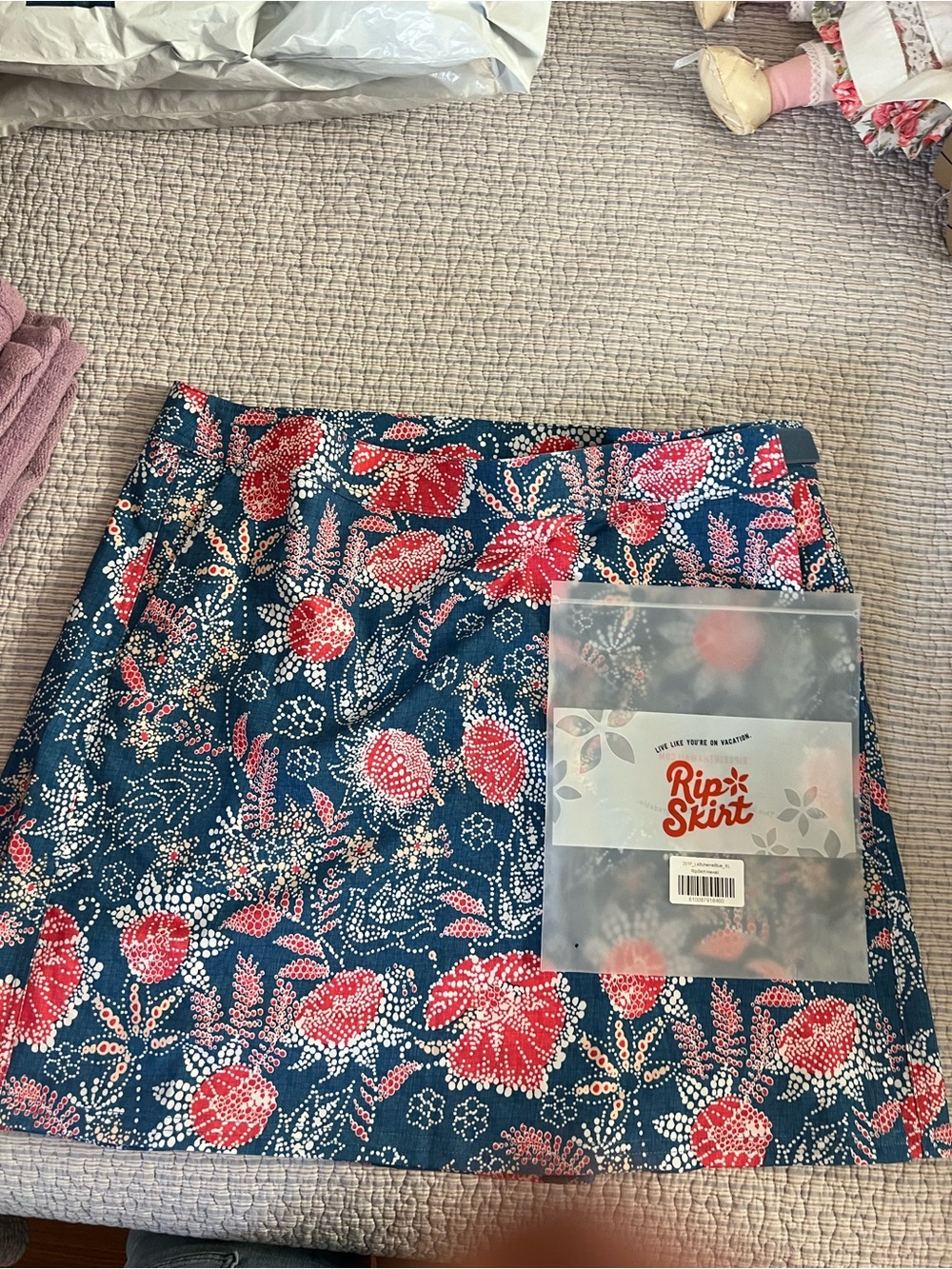 Ripskirt Hawaii Navy Floral Mini Skirt with Pink & Red Blooms